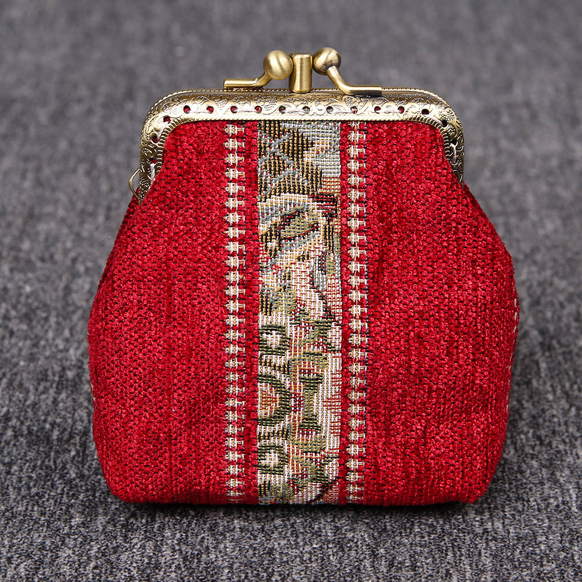 Vintage Carpet Coin Purse Double Kiss LockBouquet Pattern – Angelina's  Palace