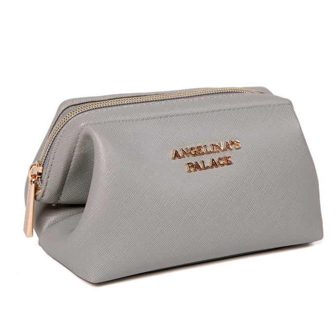 Angelina's Palace Vegan Leather Waterproof Travel Cosmetic Bag Toiletry  Organizer Makeup Pouches(pearl blue) 